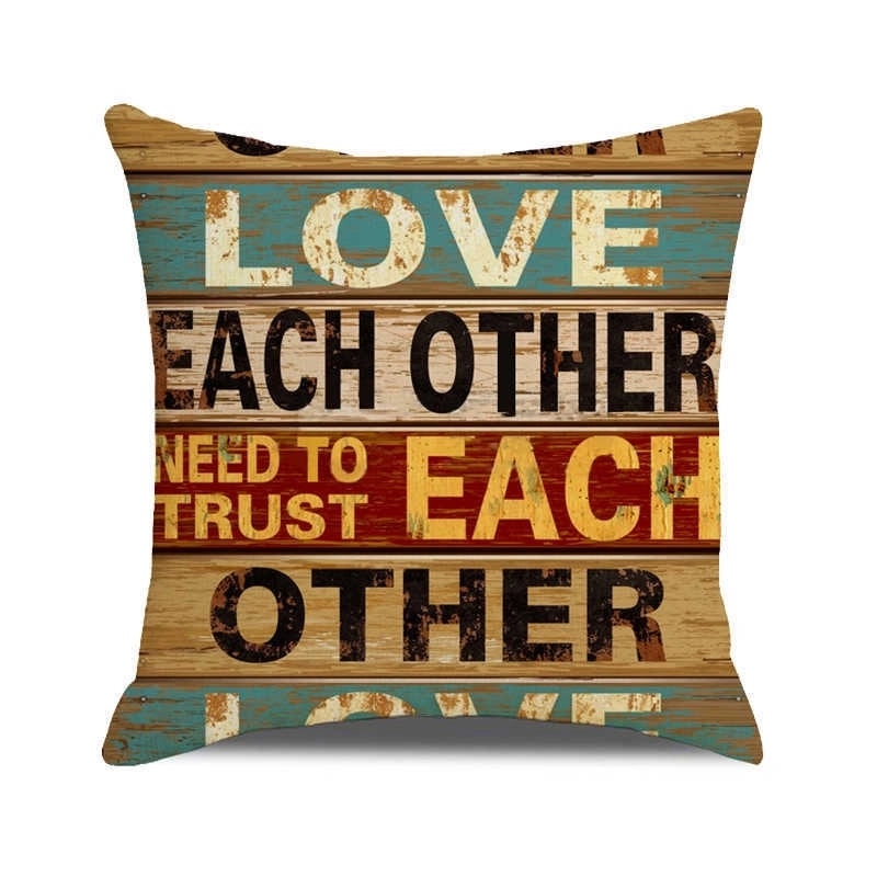 Vintage Letter Print Polyester Pillow Covers|Home Decor Pillows