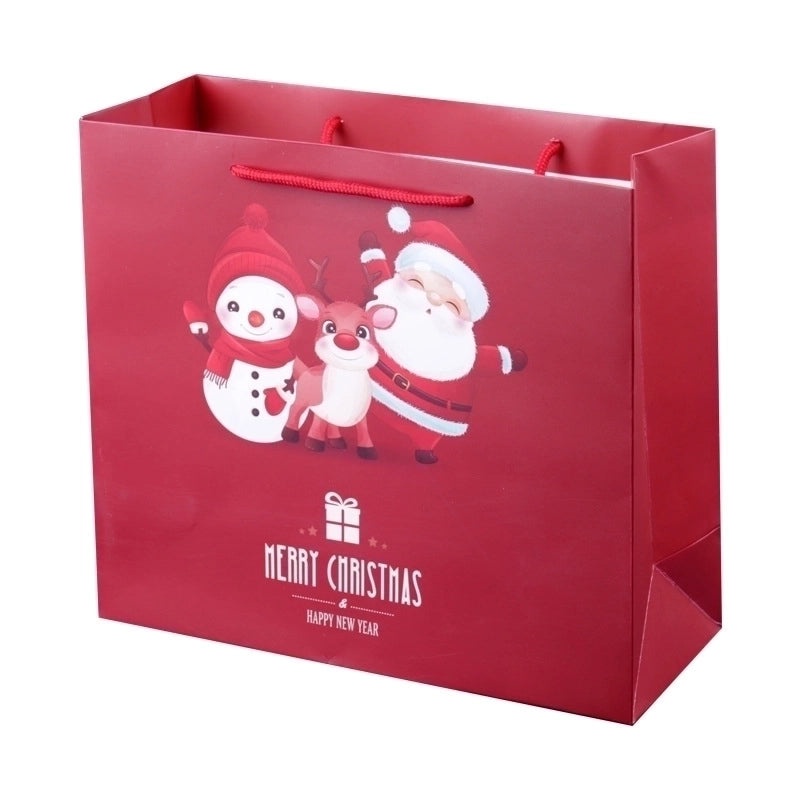 Minimalist Santa Claus Christmas White Cardboard Gift Bags for Party Presents|Holiday Gift Bags