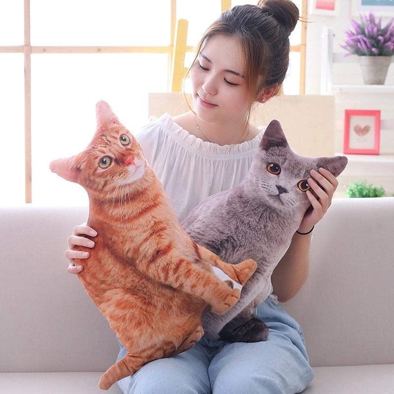 Adorable 3D Cat Plush Pillow Soft Nap Cushion for Sofa and Bed | Home Decor Cushion