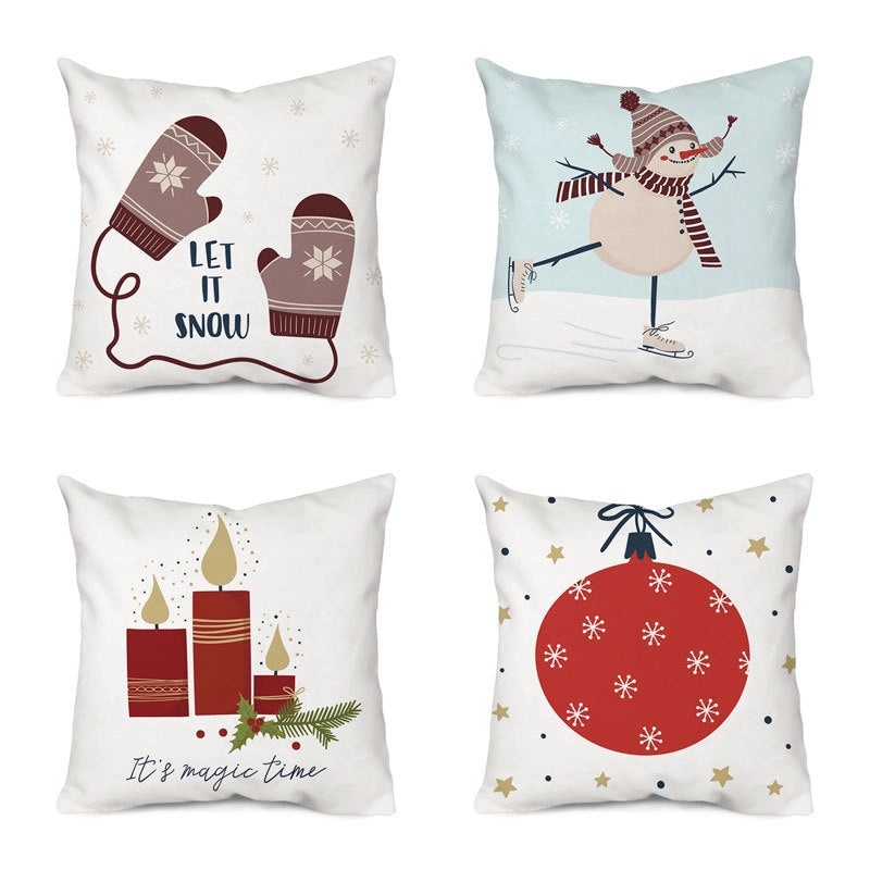Christmas Tree and Santa Claus Polyester Pillow Covers|Home Decor Pillows