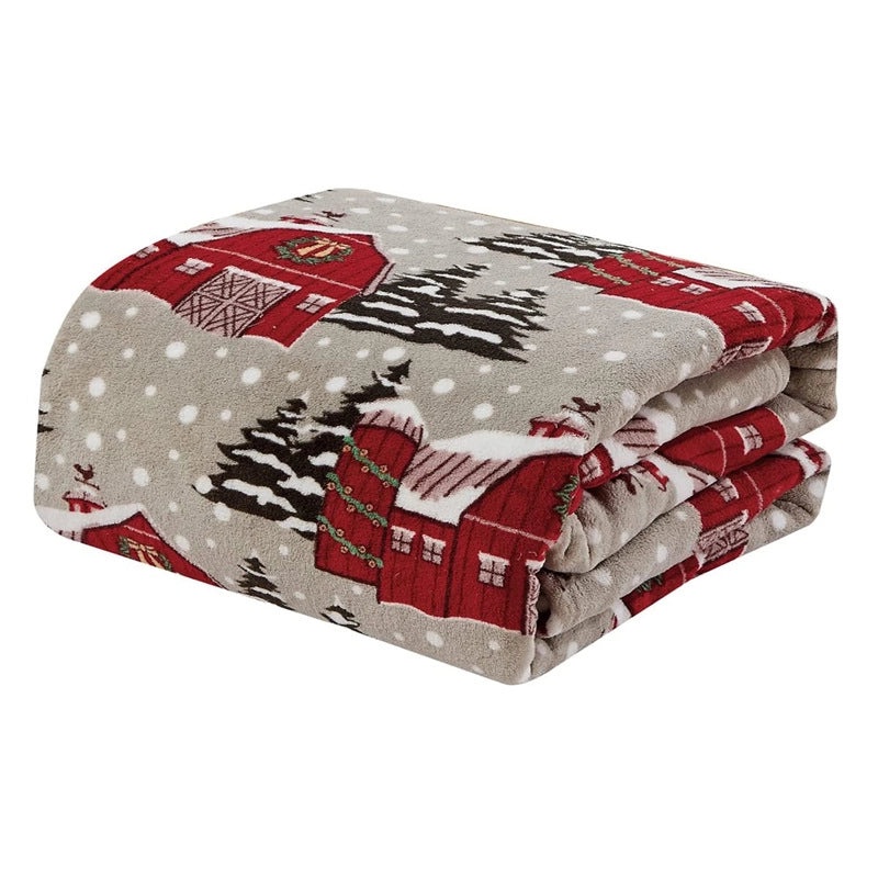 Festive Santa Claus and Snowman Plaid Polyester Blanket for Couch & Sofa|Home Decor & Seasonal Gifts