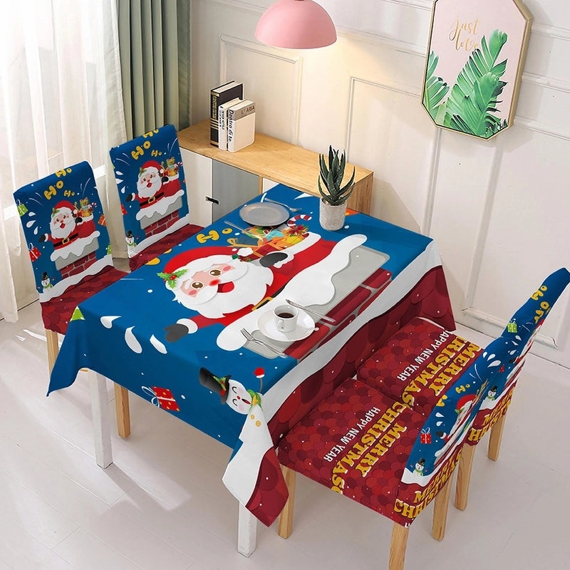 Festive Christmas Snowman Cartoon Blended Fabric Tablecloth and Chair Covers|Home Decor & Party Supplies