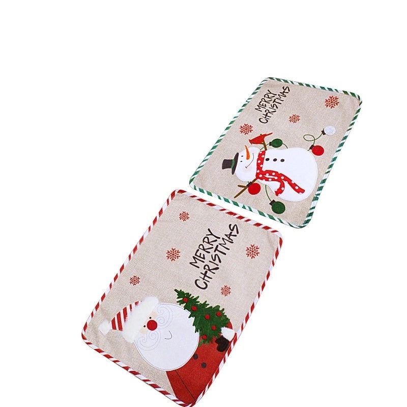 Festive Snowman Embroidered Christmas Table Mat|Home Decor & Kitchen Accessories