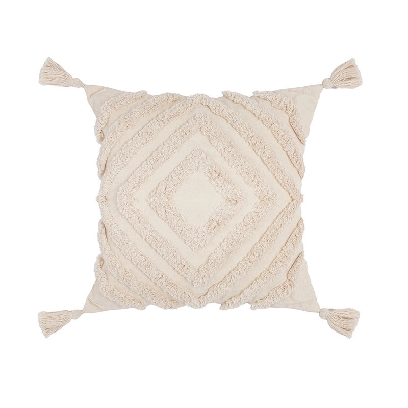 Bohemian Cotton Embroidered Tufted Pillow Cover for Sofa Cushion|Home Decor Pillows