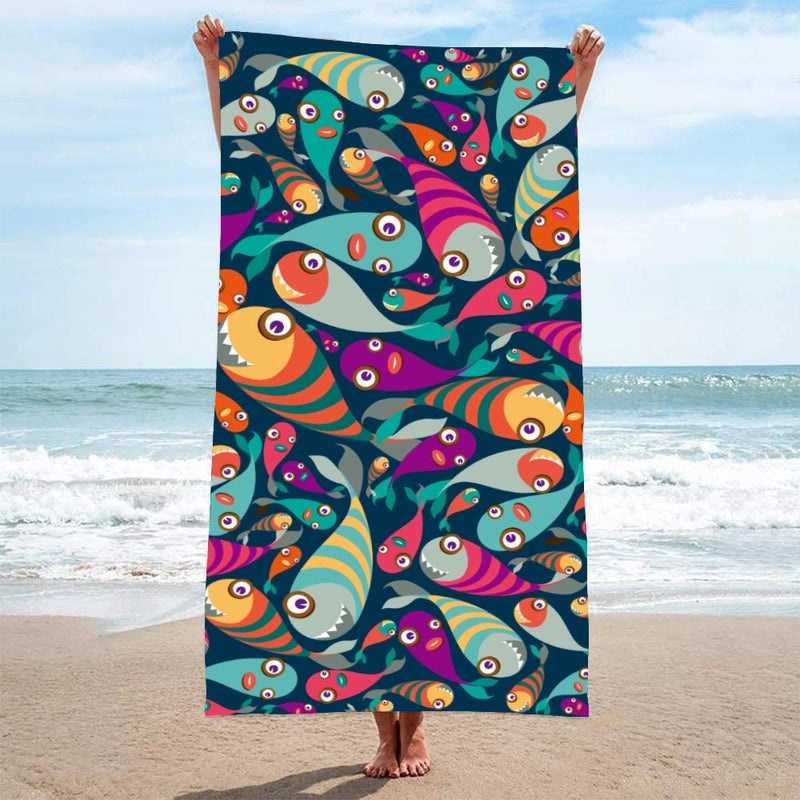 Custom Mermaid Tail Beach Towel Quick-Dry Absorbent Rectangular Round Bath Towel for Camping|Beach Towels