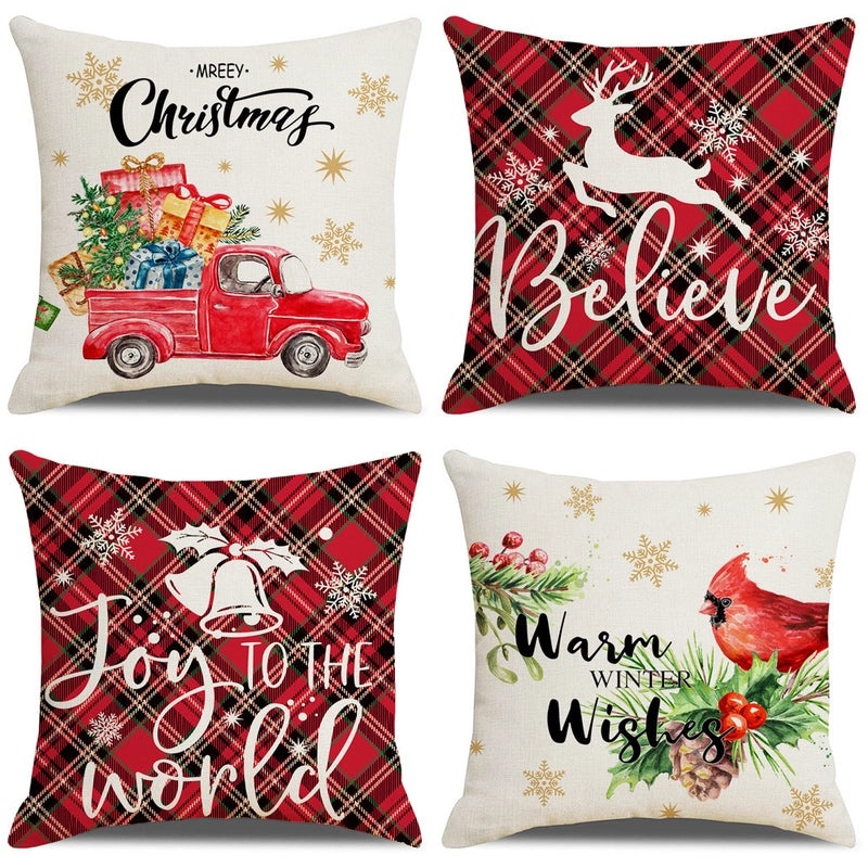 Christmas Holiday Pillow Cover Set for Sofa Home Decor|Home Decor & Living Room Accessories