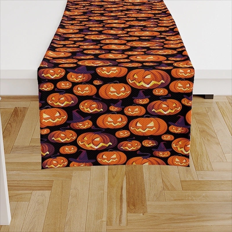 Ethnic Halloween Linen Tablecloth with Color Block Design for Vacation | Home Decor Table Linens