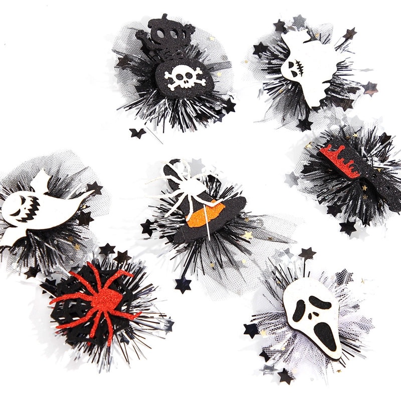 Halloween Retro Pumpkin Skull Ghost Felt Gauze Iron Party Hairpin|Halloween Accessories