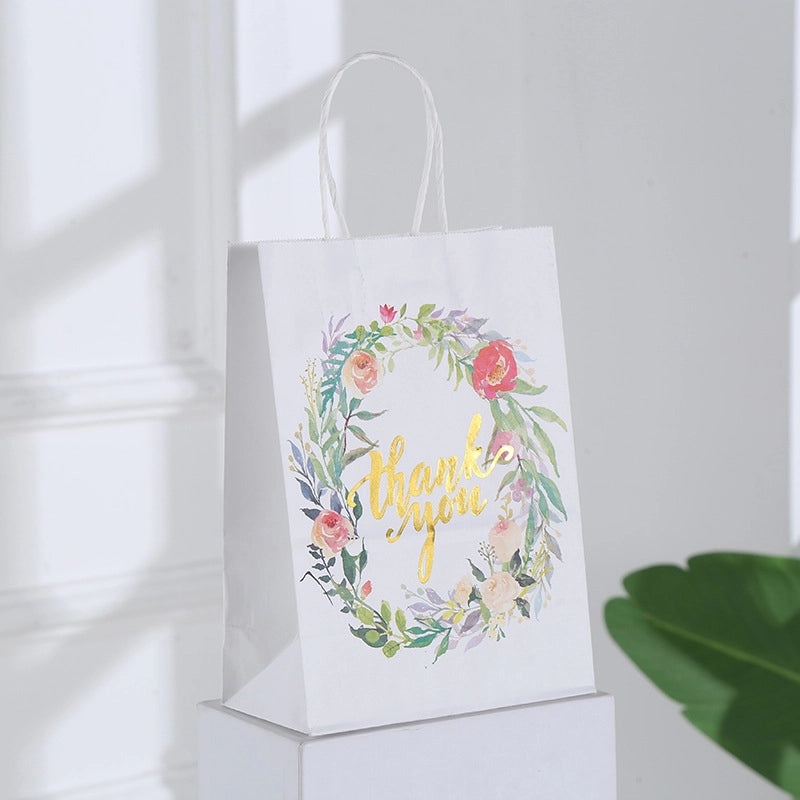 Foil Flower Kraft Paper Handheld Gift Bag|Gift Bags & Packaging