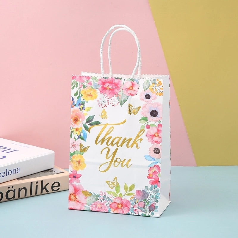 Thanksgiving Floral Paper Gift Bags Cute Holiday Favor Bags|Gift Bags & Wrapping