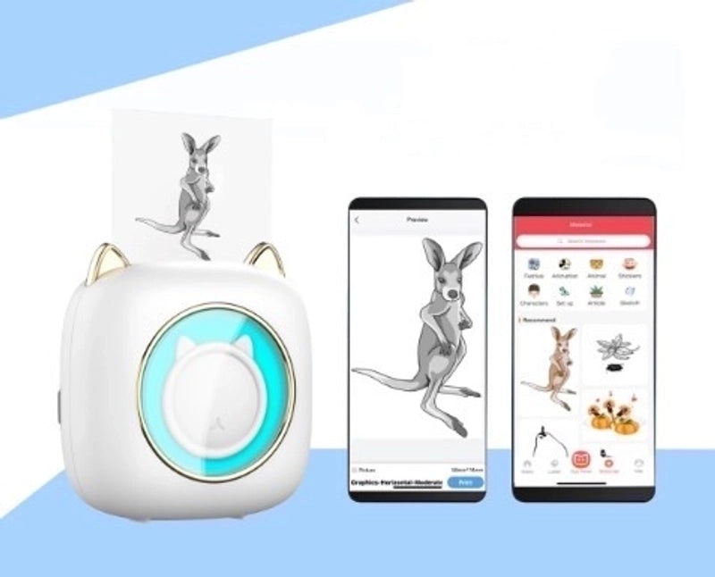 Portable Mini Thermal Printer with Cat Ear Design Inkless Label Maker|Electronics & Office Equipment