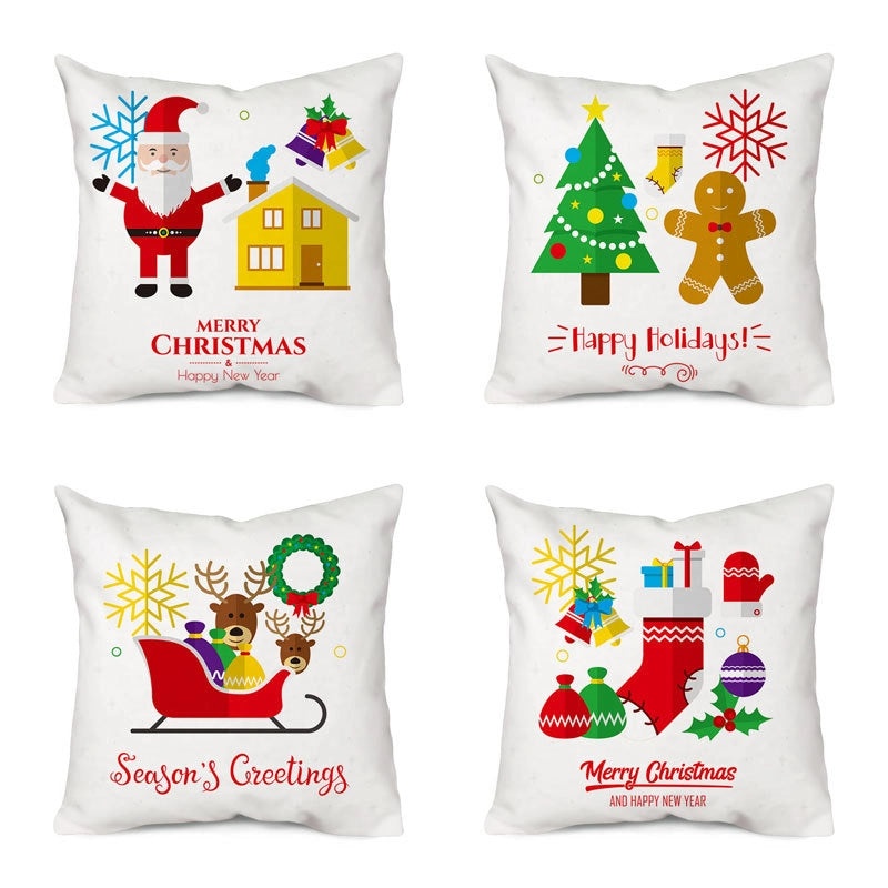 Christmas Tree and Santa Claus Polyester Pillow Covers|Home Decor Pillows