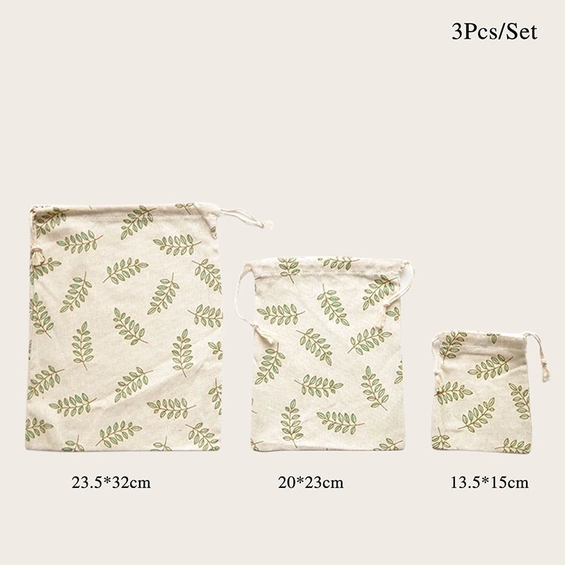 Cotton Linen Travel Underwear Socks Jewelry Drawstring Storage Bags, 3-Piece Set | Travel Accessories