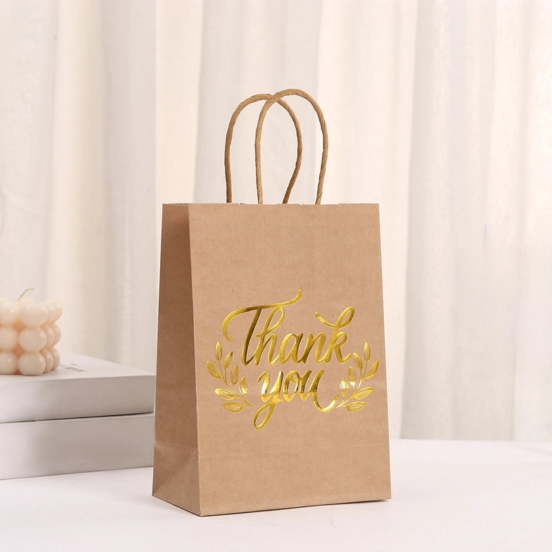 Party Kraft Paper Gift Bag with Bronzing Text for Thanksgiving Holiday Packaging|Holiday Gift Bags