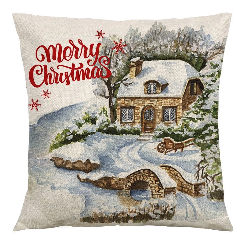 Cute Christmas Tree and Snowman Linen Pillow Covers|Home Decor Pillows