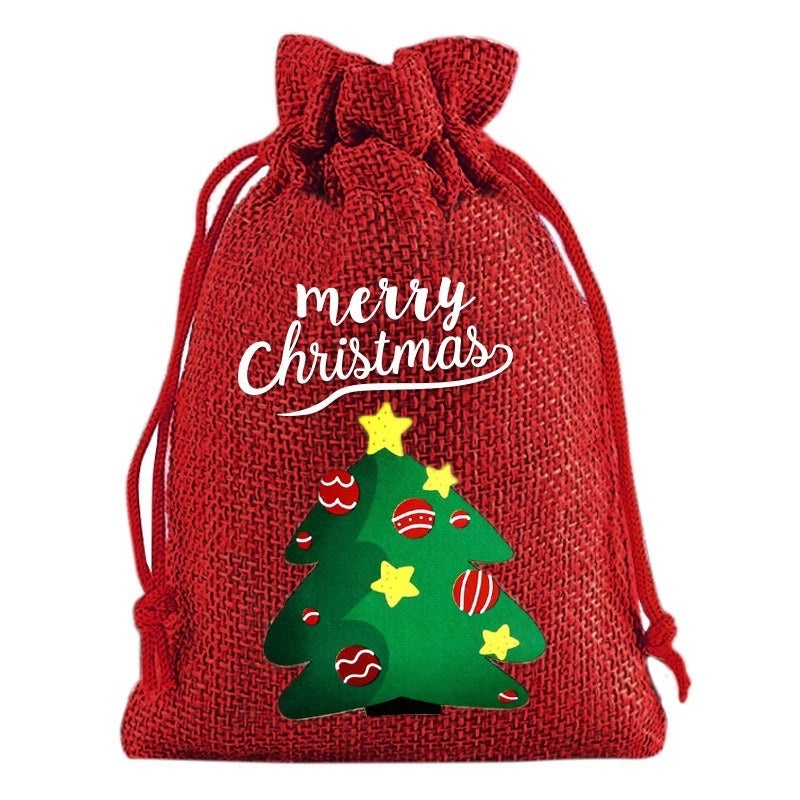 Festive Christmas Santa Snowman Linen Gift Bags for Holiday Party Decor|Holiday Decorations