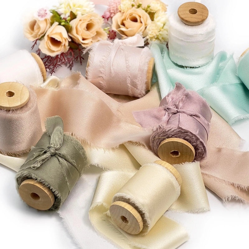 Soft Satin Hand-Torn Burlap Ribbon for Hair Flowers and Christmas Decoration|Craft Supplies & Ribbons