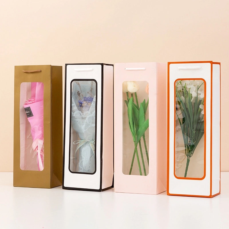 Valentine's Red Wine Gift Bag with Transparent Window|Gift Bags & Packaging