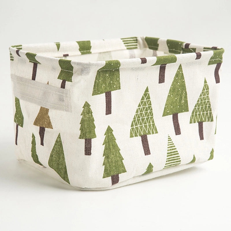 Foldable Cotton Linen Storage Basket for Cosmetics and Desktop Organizer|Home Storage & Organization