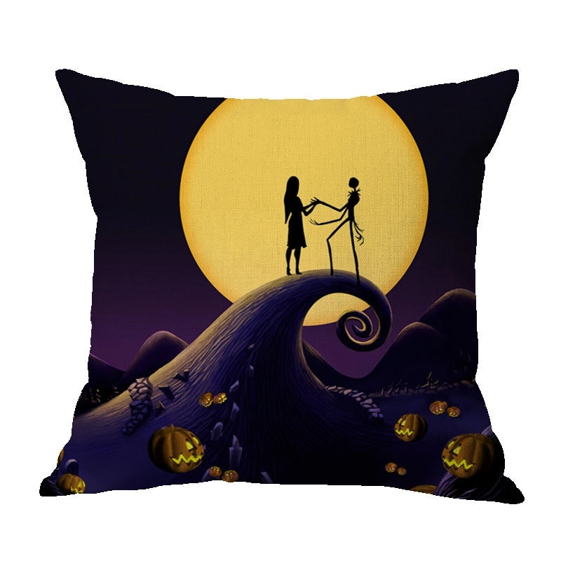 Halloween Punk Skull Linen Pillow Covers for Couch Sofa Decorative Throw Pillowcases|Home Decor & Pillows