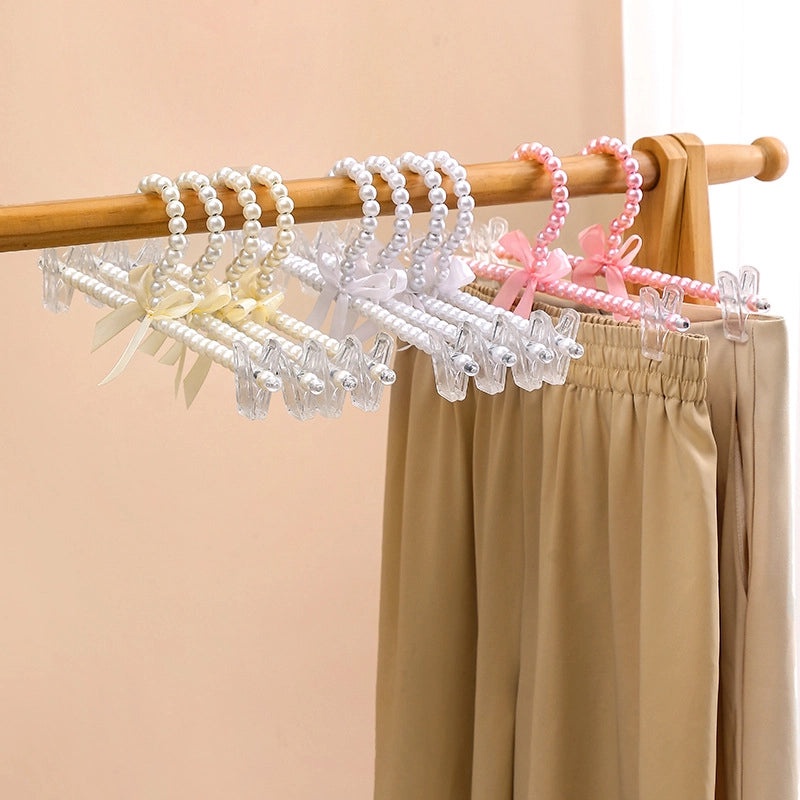 European Pearl Bowknot Children's Clothes Hanger with Pearl Pants Clips|Home & Living > Storage & Organization > Clothes Hangers