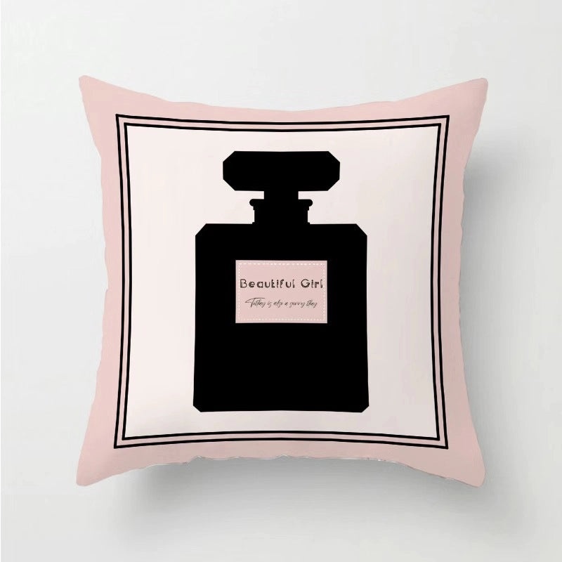 Minimalist Cross Letter Velvet Perfume Bottle Pillow Cover for Couch Sofa Decor|Home Decor & Accessories