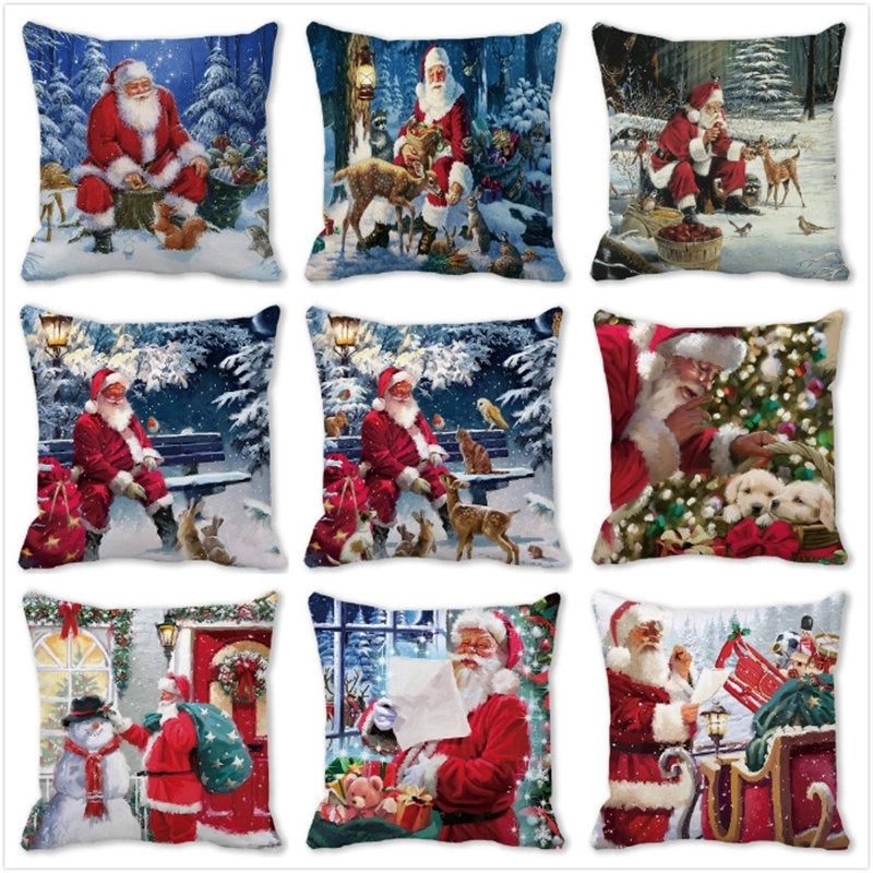 Festive Santa Pillow Covers for Couch Sofa Christmas Home Decor|Home Decor & Pillows