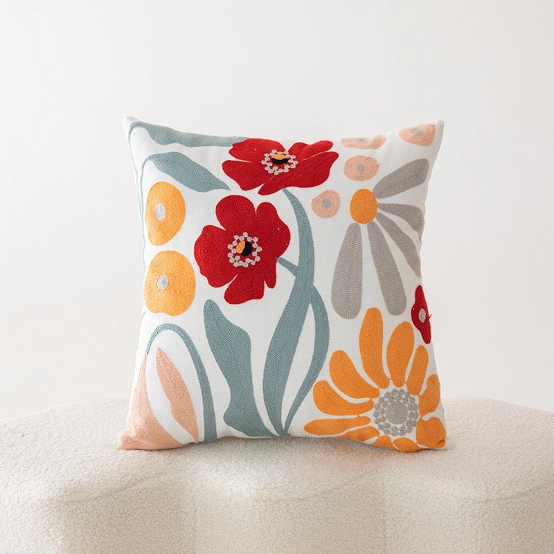 Elegant Minimalist Floral Cotton Pillow Covers for Couch and Sofa | Home Decor Bedding