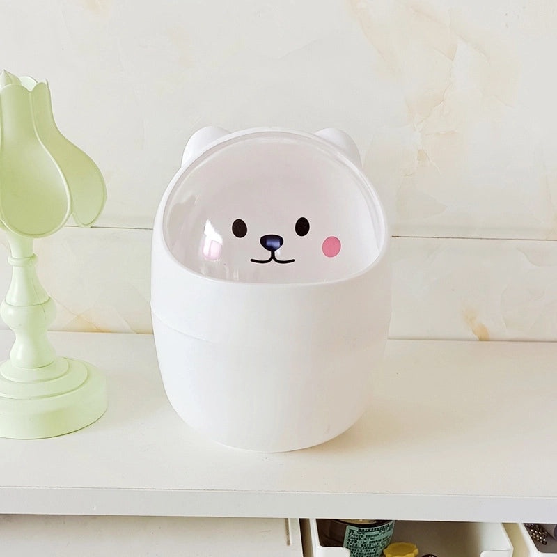Cute Cartoon Bear Desktop Trash Can Mini Storage Bucket for Dormitory and Home | Home & Living Storage
