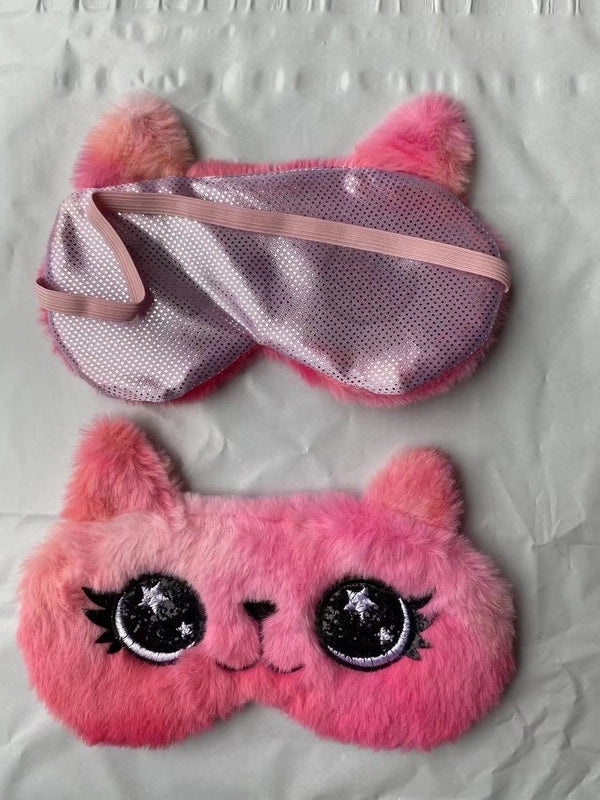 Adorable Cartoon Cotton Plush Satin Sleep Mask | Sleep Accessories