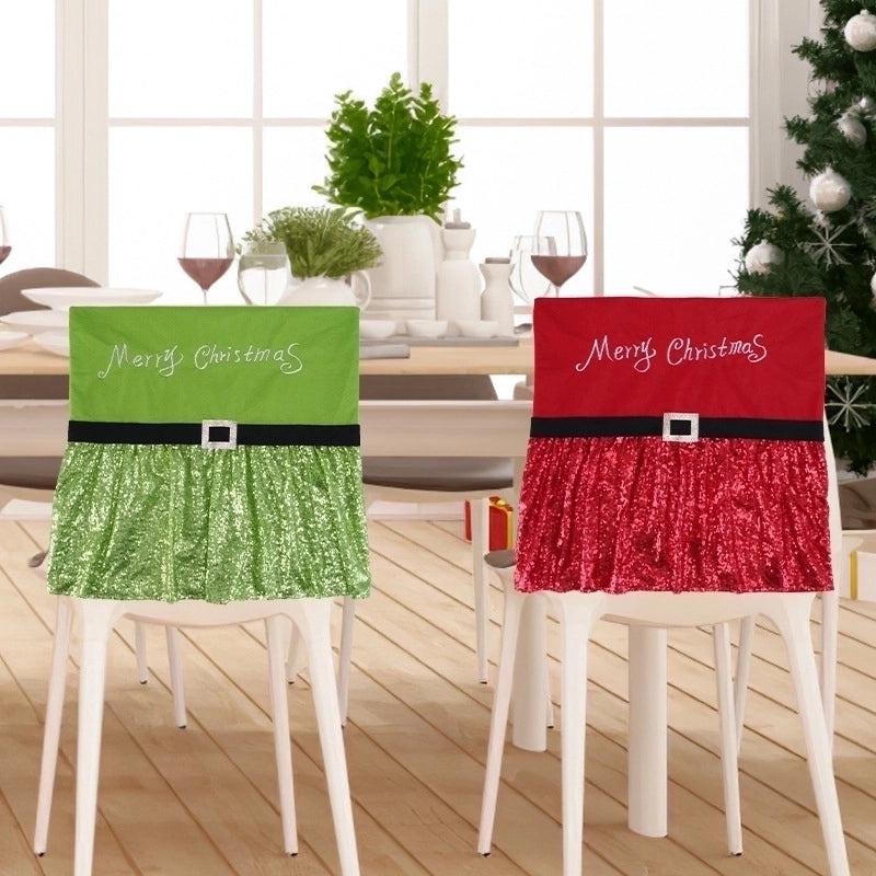 Christmas Cartoon Letter Pattern Solid Color Chair Cover for Home Daily Use|Home Decor & Furniture Accessories