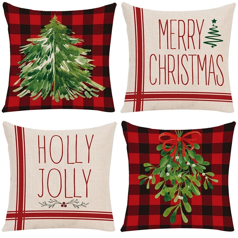 Christmas Tree and Elk Print Polyester Pillow Covers|Home Decor Pillows