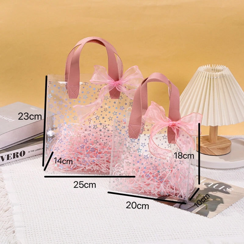 Transparent PVC Gift Bag Handbag High-End Birthday Present Box Elegant Accompanying Gift Bag | Gift Bags & Packaging