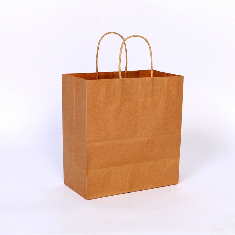 Kraft Paper Tote Bag for Takeaway Milk Tea and Clothing Gift Packaging with Custom Logo Printing|Packaging & Bags