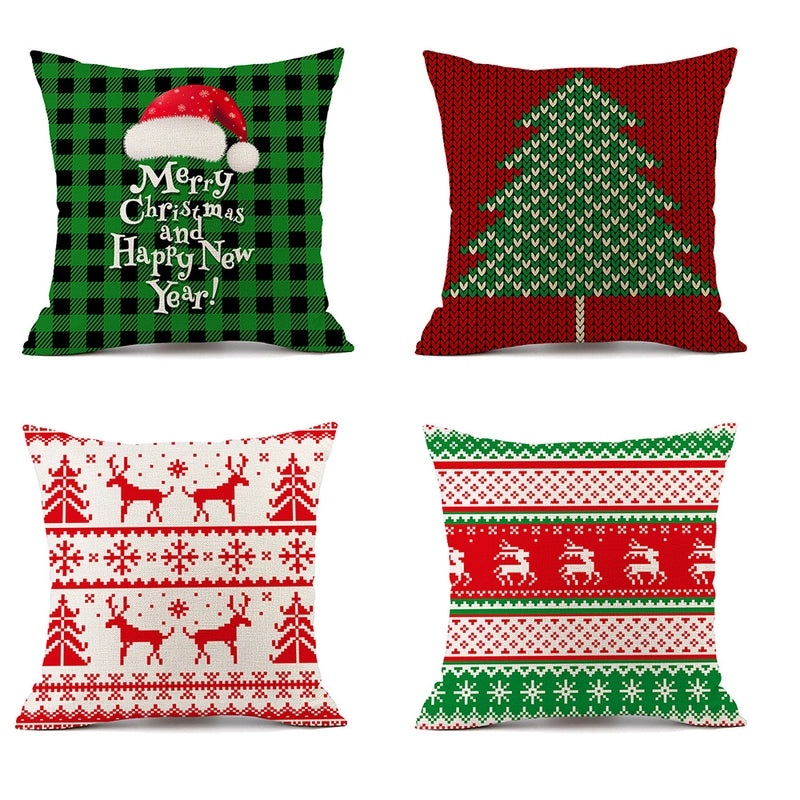 Christmas Ethnic Letter Elk Pillow Covers for Couch Sofa Decor | Home Decor Cushions