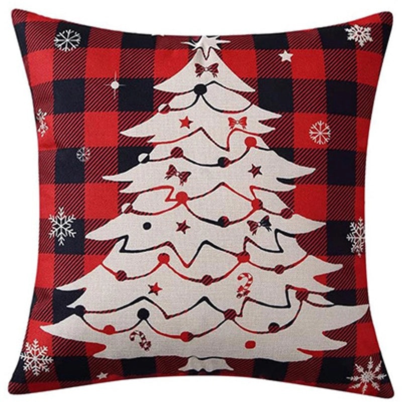 Festive Christmas Tree Cotton Linen Pillow Covers for Sofa and Couch | Home Decor & Pillows