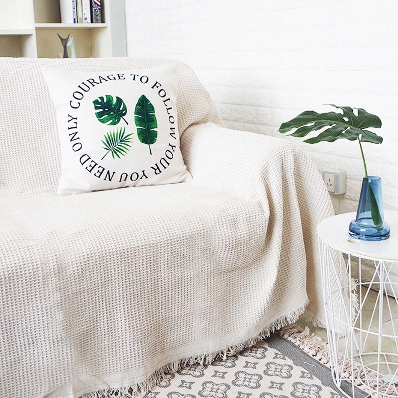 Nordic Minimalist Waffle Sofa Blanket Protective Dust Cover Full Fabric Sofa Towel|Home Textile Accessories