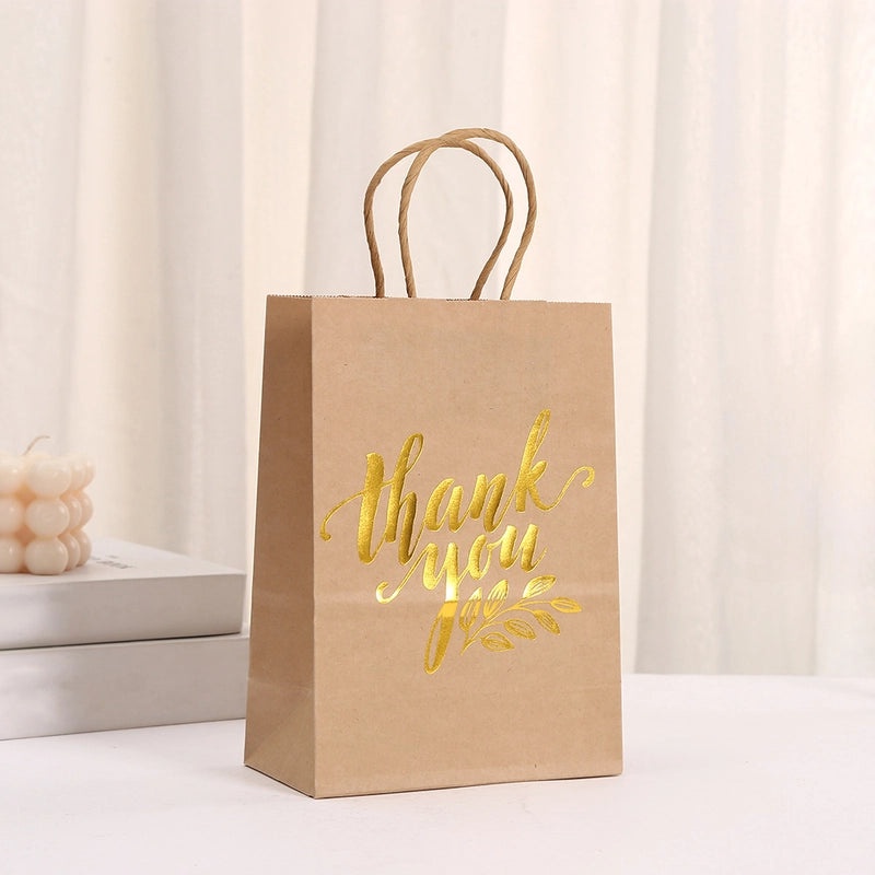 Party Kraft Paper Gift Bag with Bronzing Text for Thanksgiving Holiday Packaging|Holiday Gift Bags