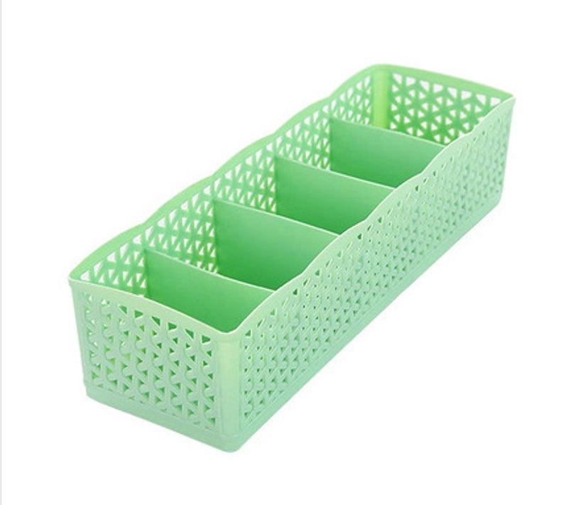 Five-Compartment Plastic Organizer Box for Panties and Socks Storage|Home Storage & Organization