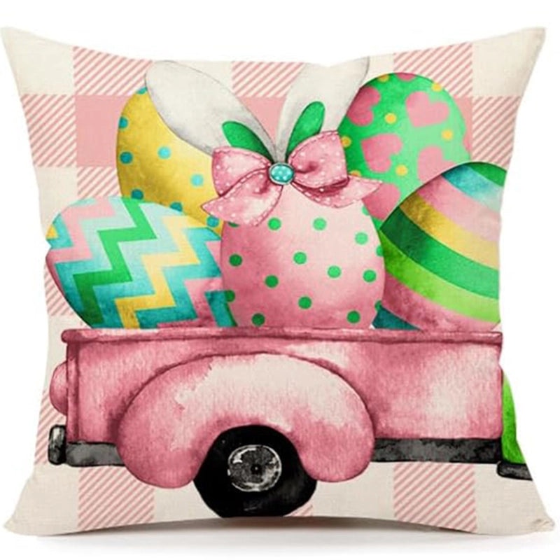 Cute Easter Rabbit Linen Pillow Covers for Couch Sofa Decor | Home Decor Bedding & Pillows