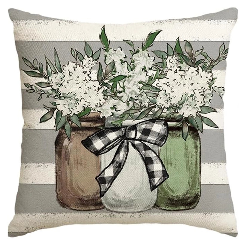 Cute Easter Rabbit Linen Pillow Covers for Couch Sofa Decor | Home Decor Bedding & Pillows