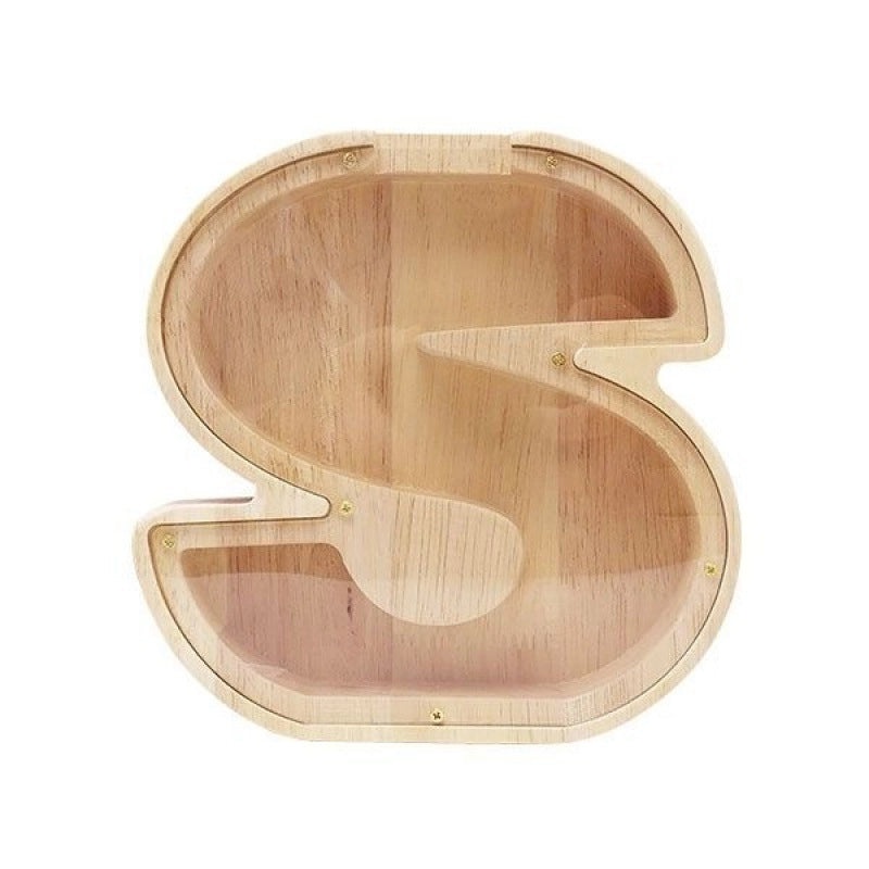 Personalized Wooden English Letter Piggy Bank Coin Cash Box|Home Decor & Storage