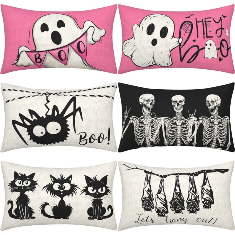 Halloween Ghost Letter Print Pillow Cover Cute Funny Polyester Case | Home Decor Pillow Covers