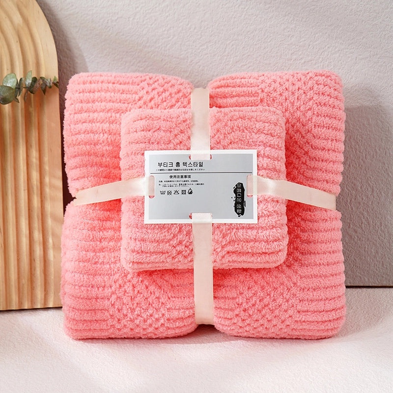 Coral Fleece Bath Towel Set for Mom Thick Absorbent Two-Piece Towel Gift|Home & Bath