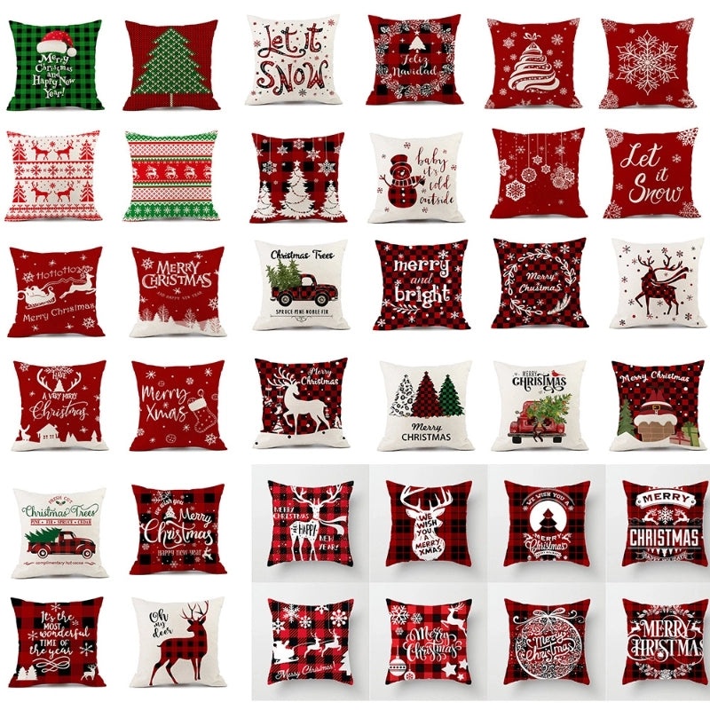 Christmas Ethnic Letter Elk Pillow Covers for Couch Sofa Decor | Home Decor Cushions