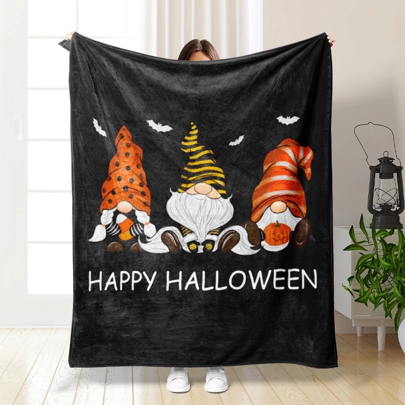 Halloween Cozy Pumpkin Bat Ghost Polyester Throw Blanket | Home Decor & Blankets