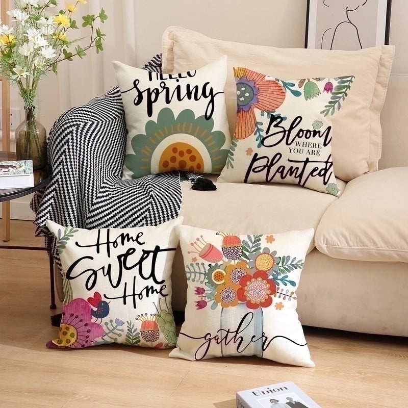 Colorful Letter Linen Pillow Covers Minimalist Design | Home Decor & Bedding