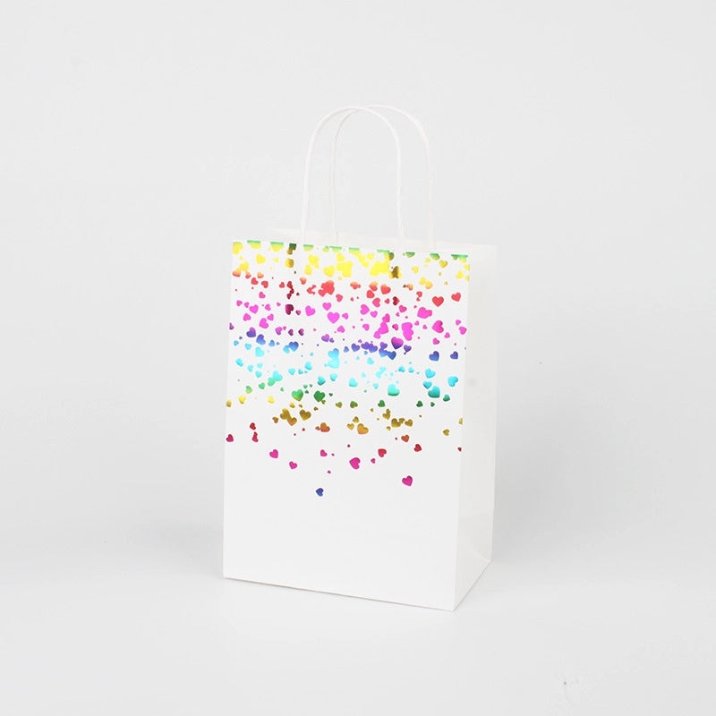 Love Spot Gilding Kraft Paper Gift Bag with Paper Rope Handle | Gift Bags