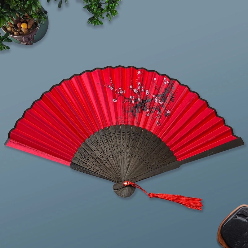Elegant Chinoiserie Floral Bamboo Fans with Classic Heating Design | Home Decor Fans