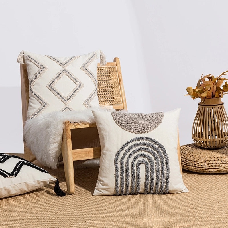 Color Block Cotton Pillowcases in Minimalist Classic Style | Home Decor Bedding Pillows